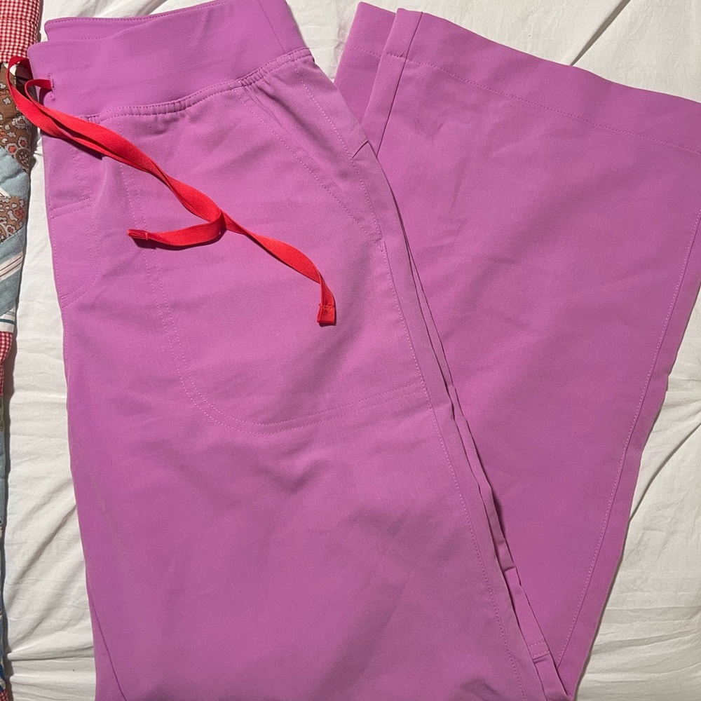 FIGS isabella wide leg scrub pants in PINK CLOUD